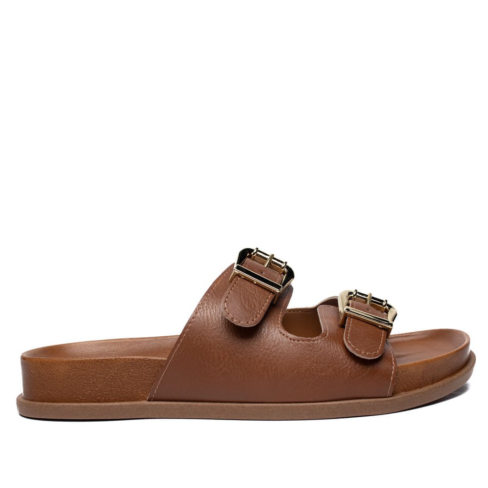 Chinelo Slide Feminino Vizzano Fivelas Caramelo Marrom 2