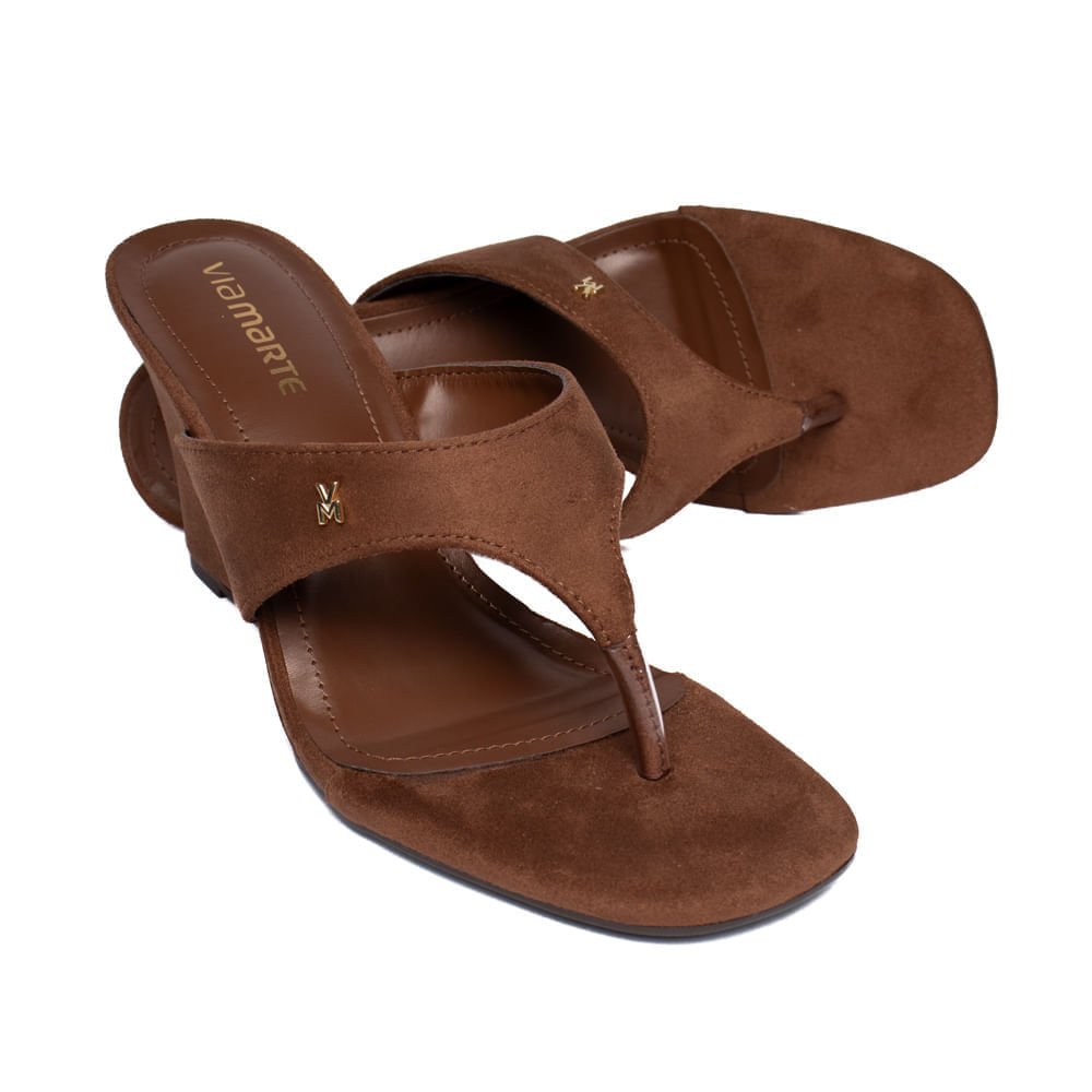 Tamanco Feminino Via Marte Anabela Camurça Ultra Marrom Marrom 5