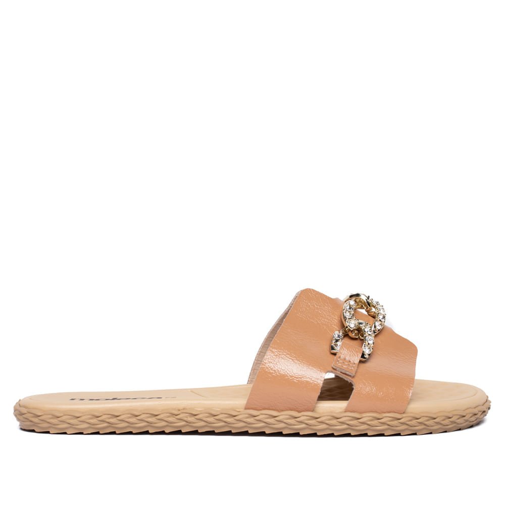 Rasteira Feminina Moleca Verniz Corrente Bege/Dourado Bege 2