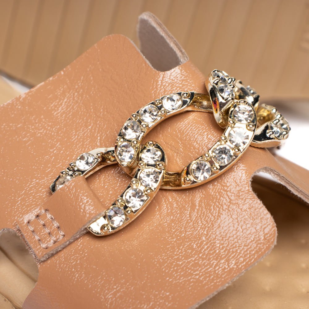 Rasteira Feminina Moleca Verniz Corrente Bege/Dourado Bege 4