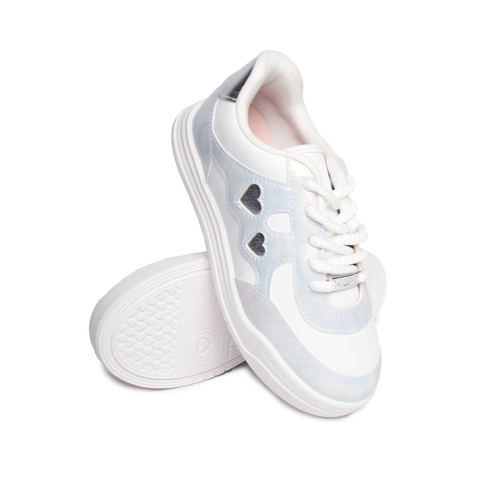 Tênis Infantil Molekinha Napa Turim Corações Branco/Multi Branco 5