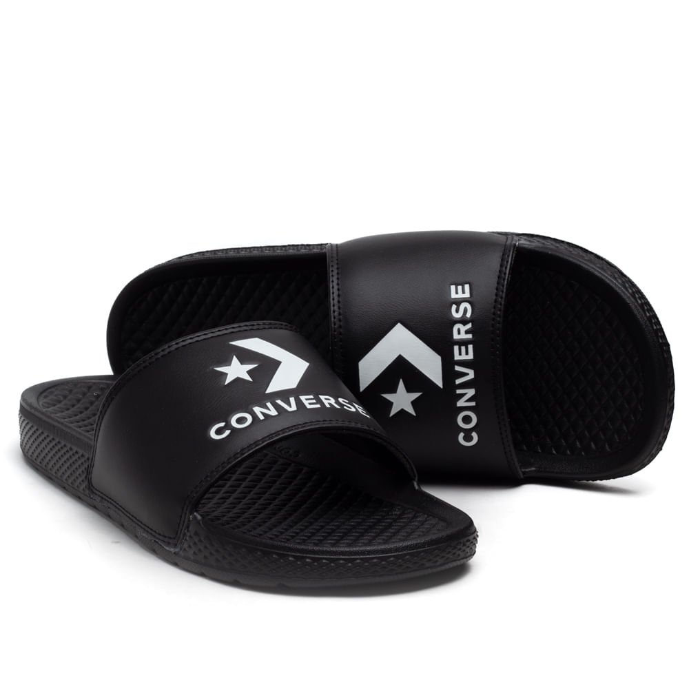 Chinelo Slide Unissex Converse Chevron Preto/branco Preto 4
