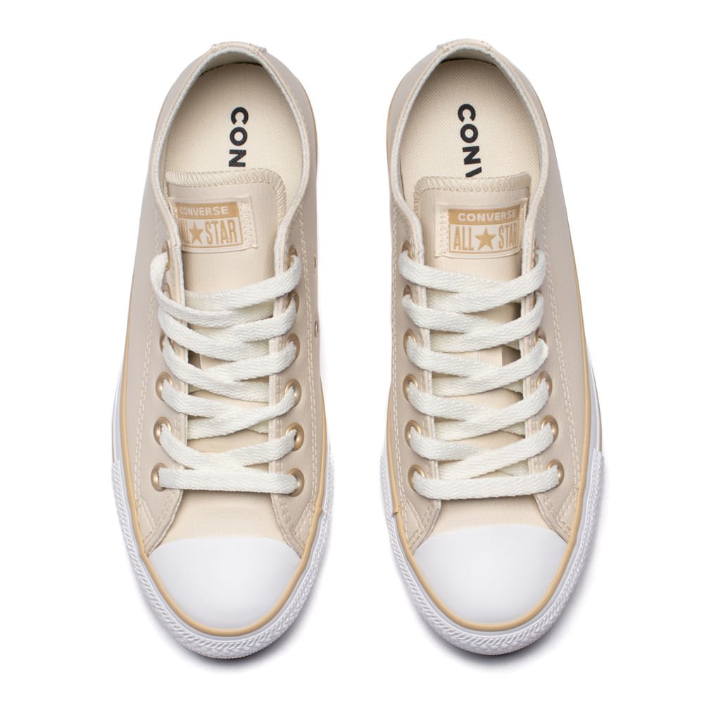 Tênis Unissex Converse Chuck Taylor Cano Baixo Bege Claro Bege 4