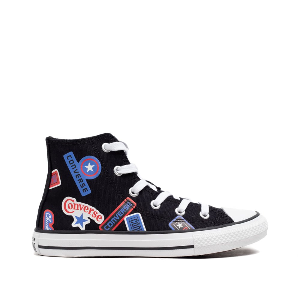 Tênis Infantil Converse Chuck Taylor All Star Hi Patches Preto/branco