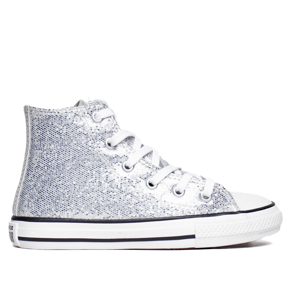 Tênis Infantil Converse All Star Brilhante Prata/Branco