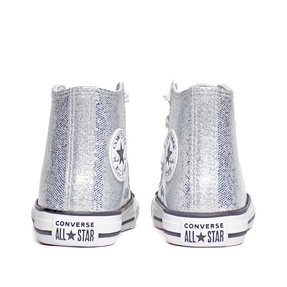 Tênis Infantil Converse All Star Brilhante Prata/Branco Prata 3