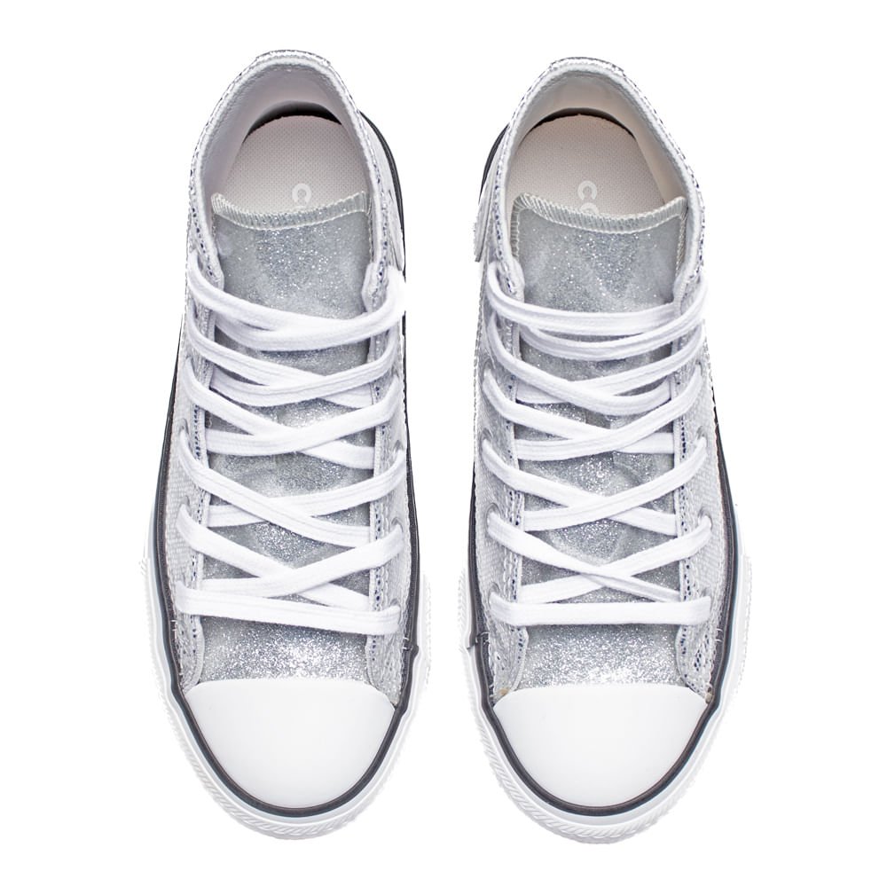 Tênis Infantil Converse All Star Brilhante Prata/Branco Prata 4
