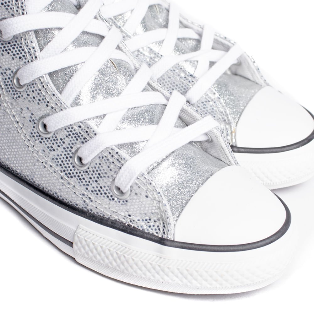 Tênis Infantil Converse All Star Brilhante Prata/Branco Prata 5