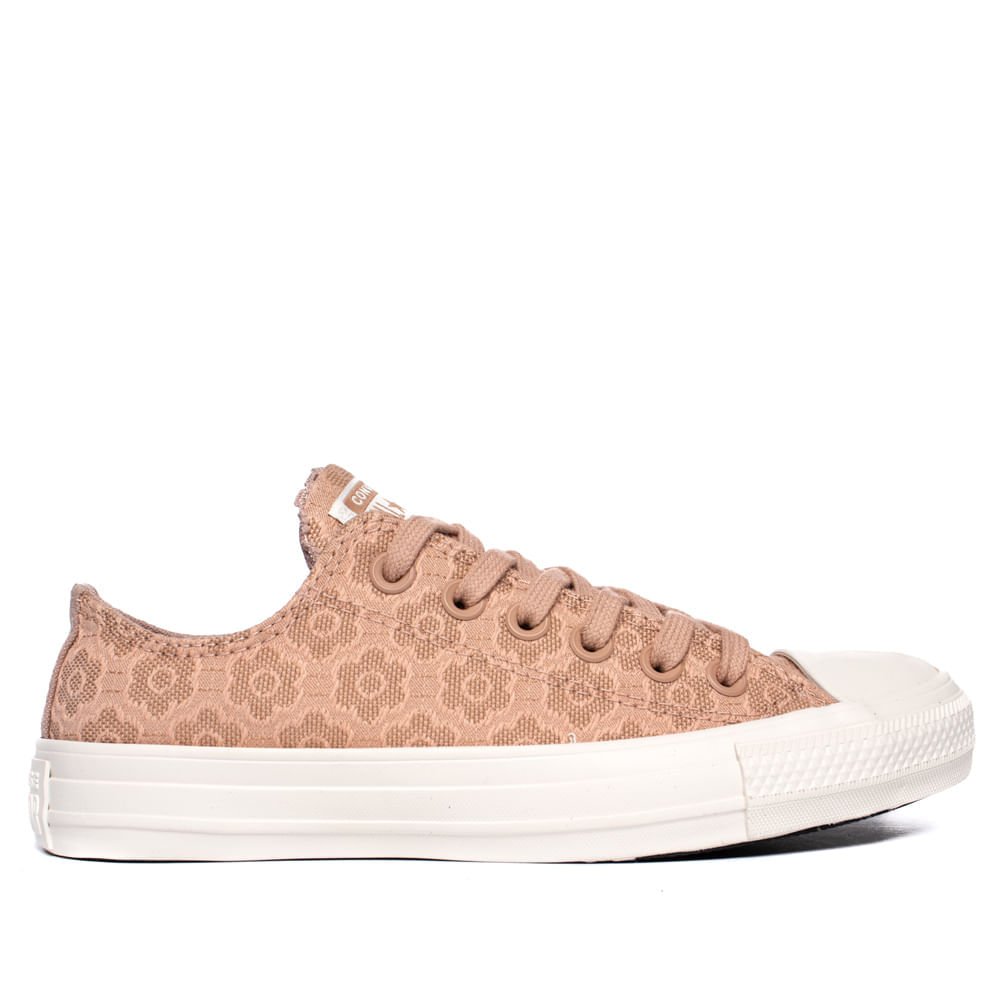 Tênis Feminino Converse Cano Baixo Padrão Floral Bege/Rose