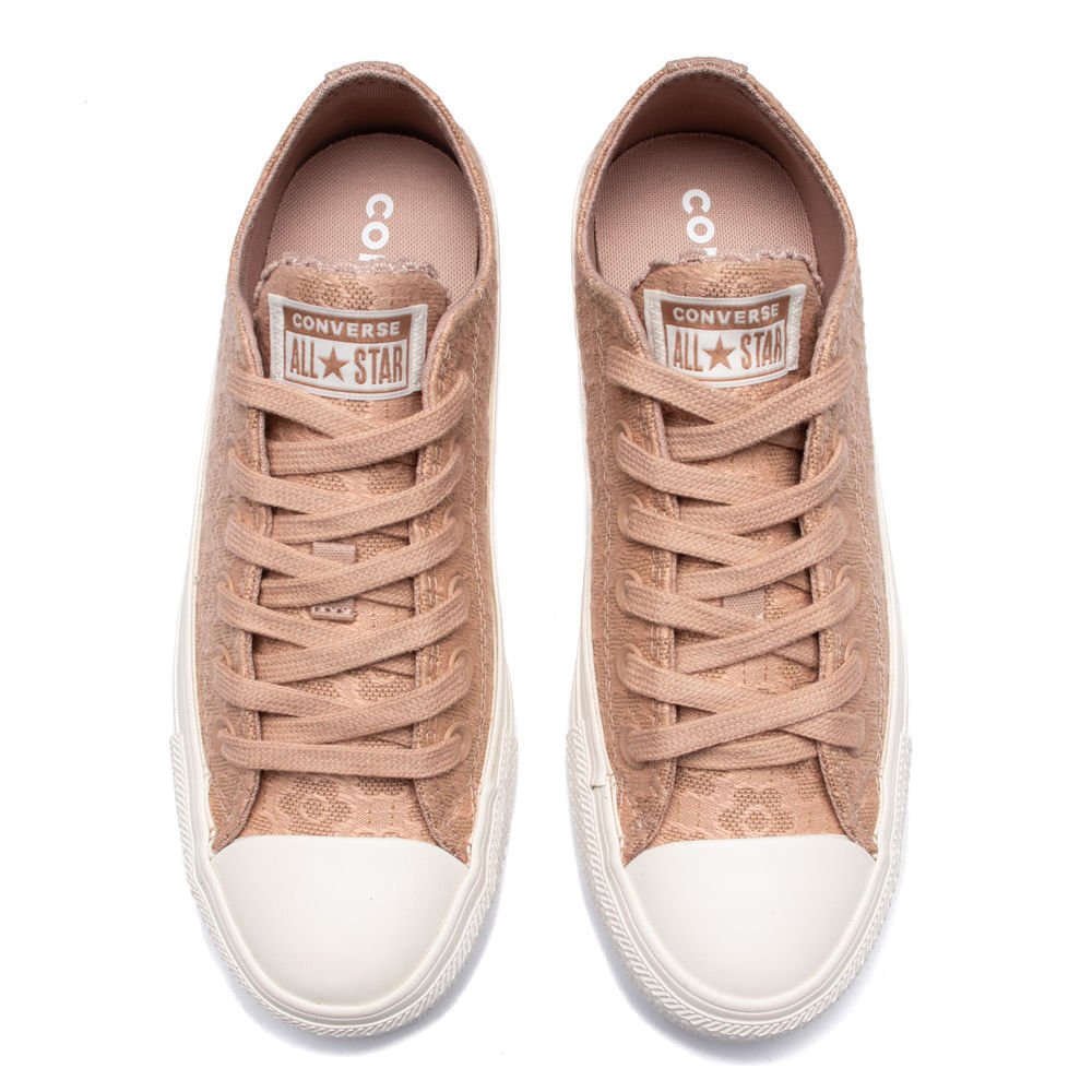 Tênis Feminino Converse Cano Baixo Padrão Floral Bege/Rose Bege 4