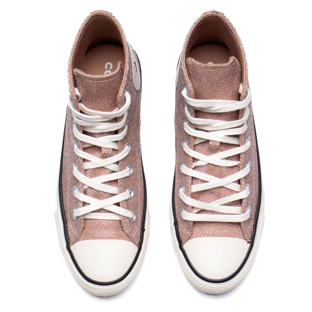 Tênis Feminino Converse All Star Hi Glitter Rosé/Preto Rosa 4