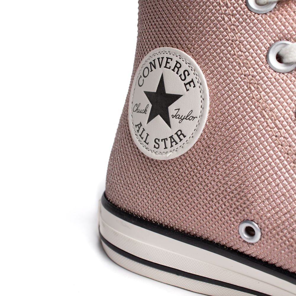 Tênis Feminino Converse All Star Hi Glitter Rosé/Preto Rosa 5