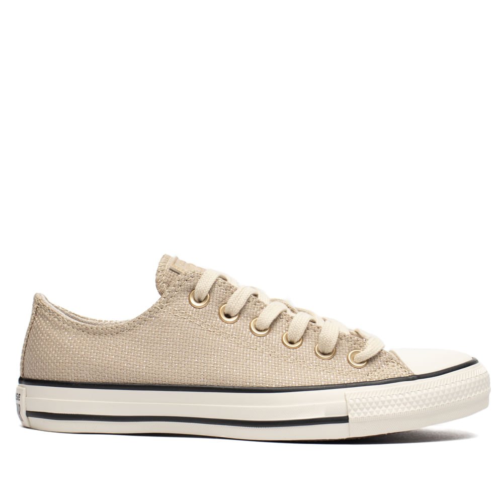 Tênis Feminino Converse Chuck Taylor Brilho Bege/Branco