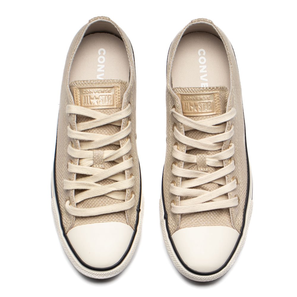 Tênis Feminino Converse Chuck Taylor Brilho Bege/Branco Bege 4