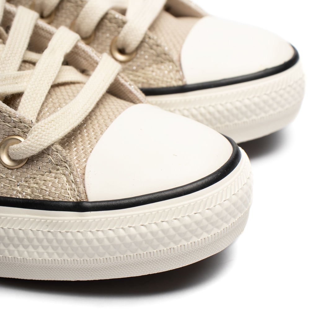 Tênis Feminino Converse Chuck Taylor Brilho Bege/Branco Bege 5