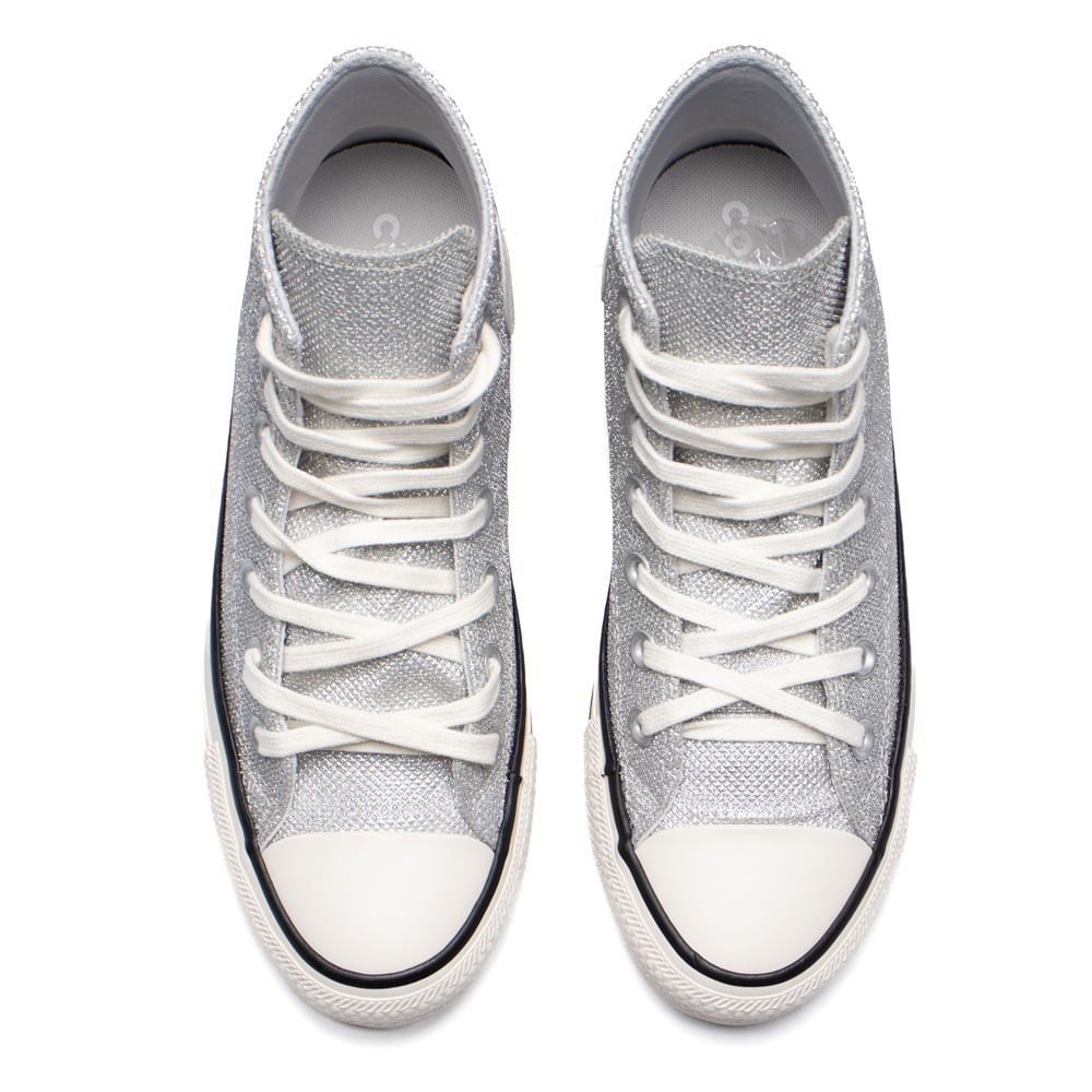 Tênis Feminino Converse All Star Hi Glitter Prata Prata 4