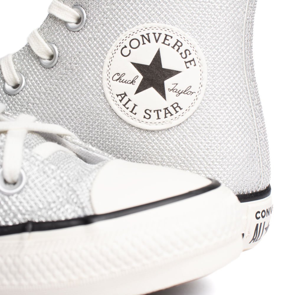Tênis Feminino Converse All Star Hi Glitter Prata Prata 5