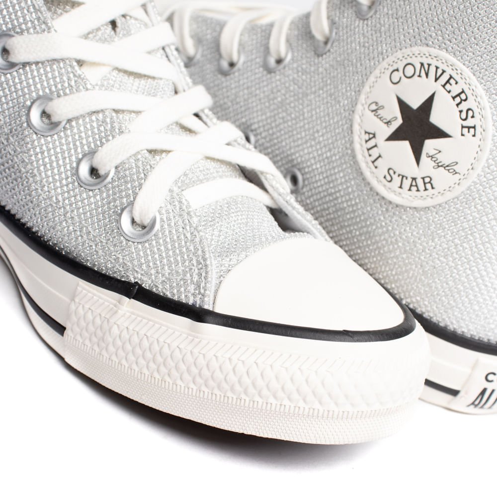 Tênis Feminino Converse All Star Hi Glitter Prata Prata 6