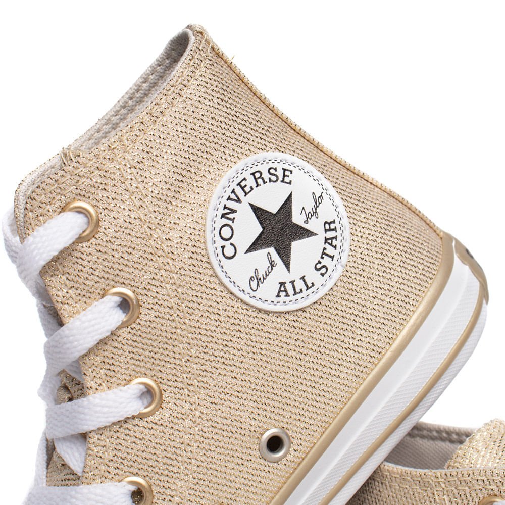Tênis Infantil Converse Chuck Taylor Glitter Dourado/Branco Dourado 6