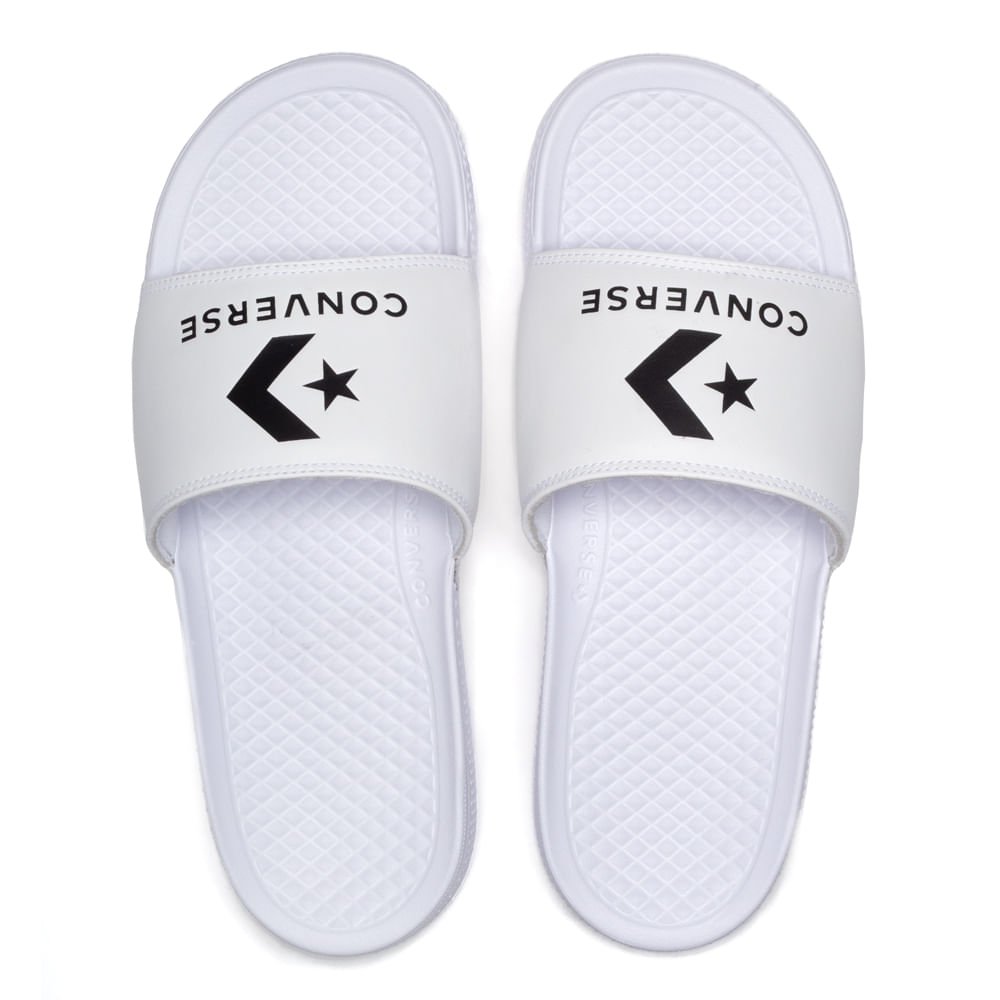 Chinelo Slide Unissex Converse Chevron Branco/preto