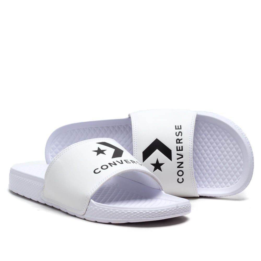 Chinelo Slide Unissex Converse Chevron Branco/preto Branco 4