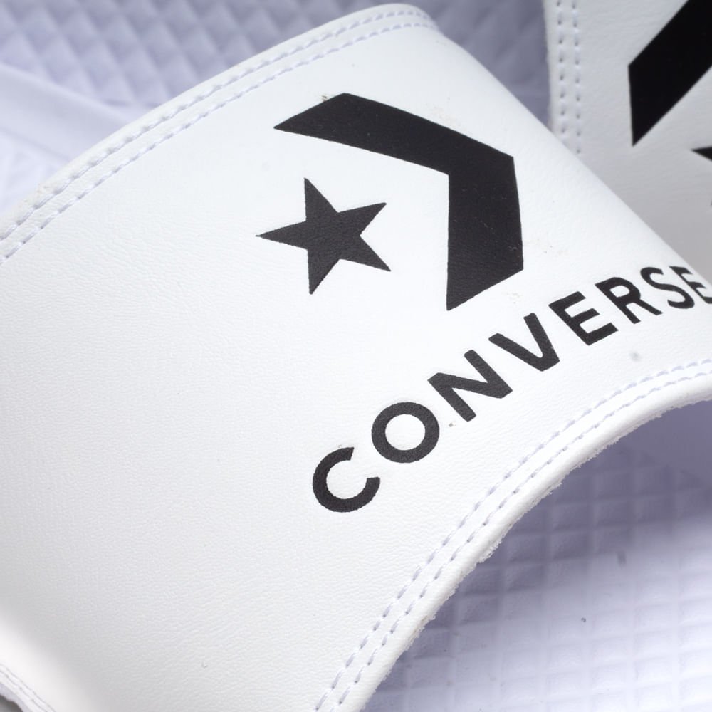 Chinelo Slide Unissex Converse Chevron Branco/preto Branco 5