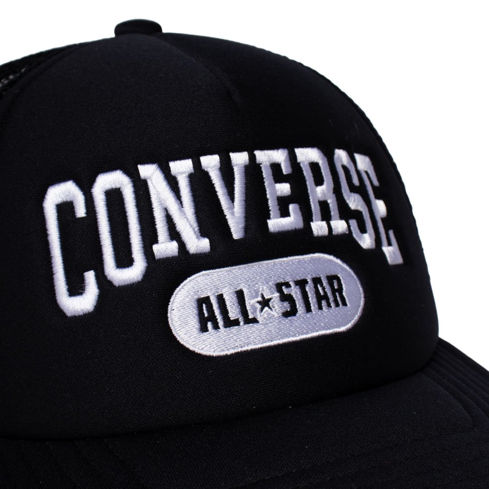 Boné Unissex Converse Trucker All Star Mesh Preto/Branco Preto 4
