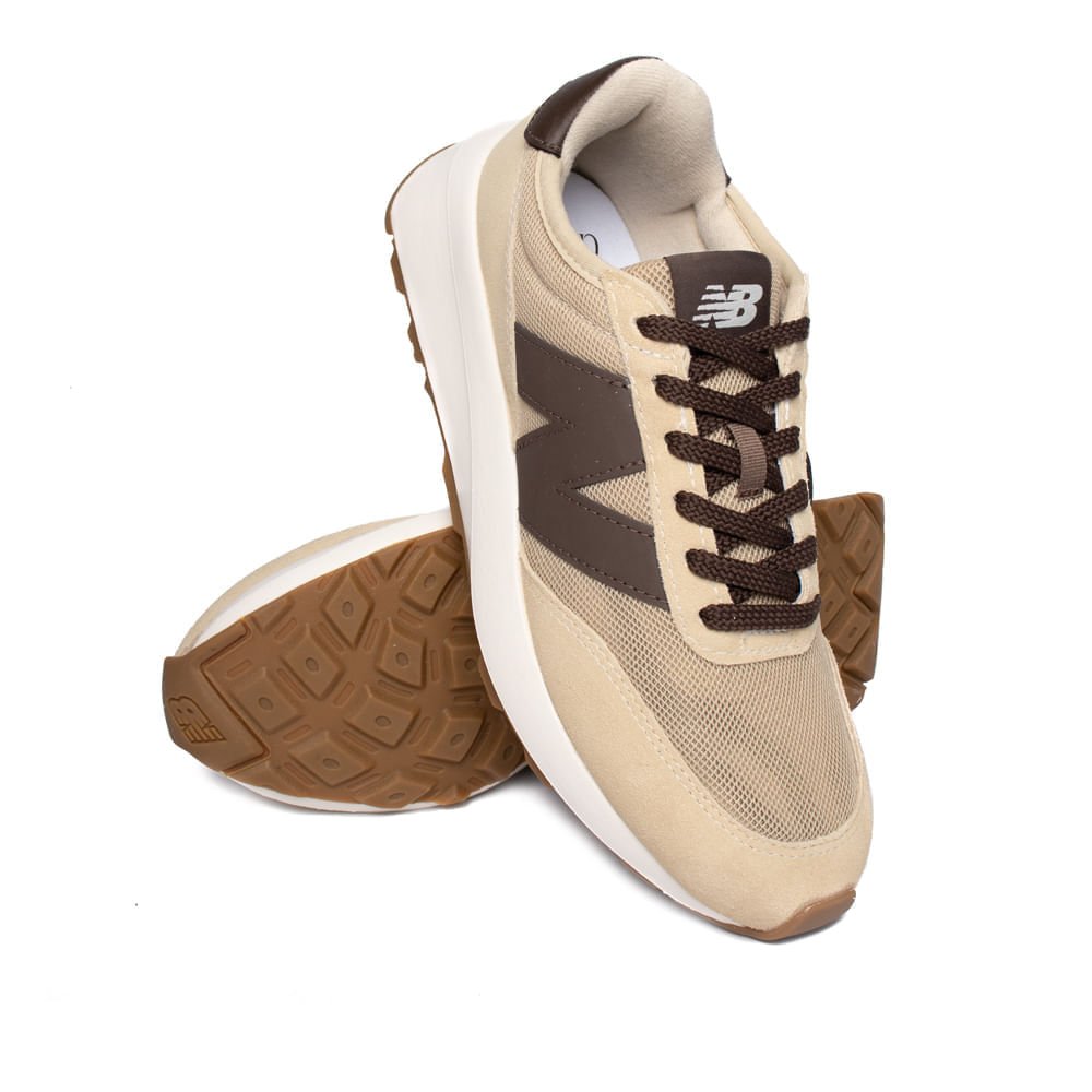 Tênis Unissex New Balance 370v1 Retrô Casual Bege/Marrom Bege 4