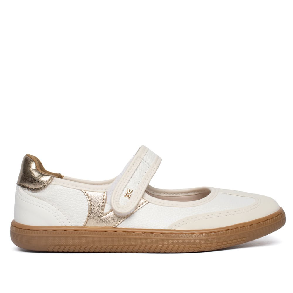 Sapatilha Feminina Via Marte Nobuck Branco/Dourado