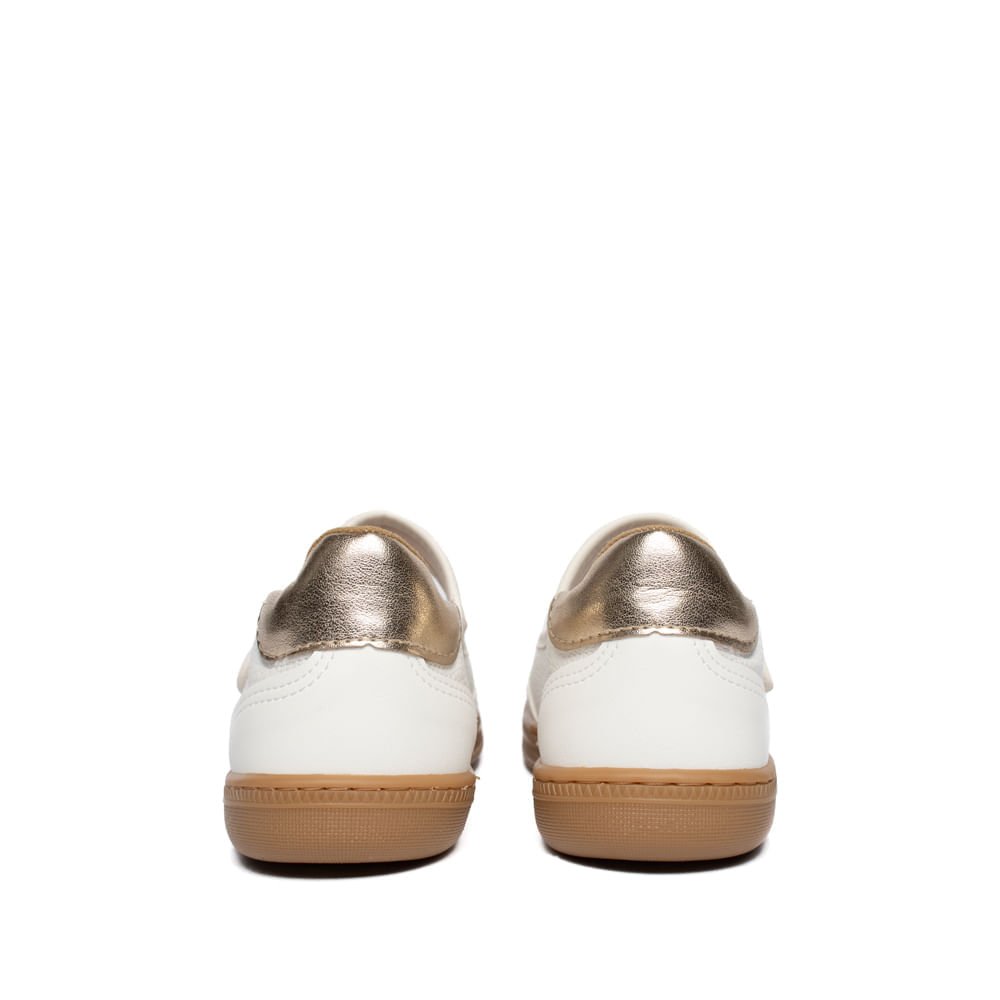 Sapatilha Feminina Via Marte Nobuck Branco/Dourado Branco 3