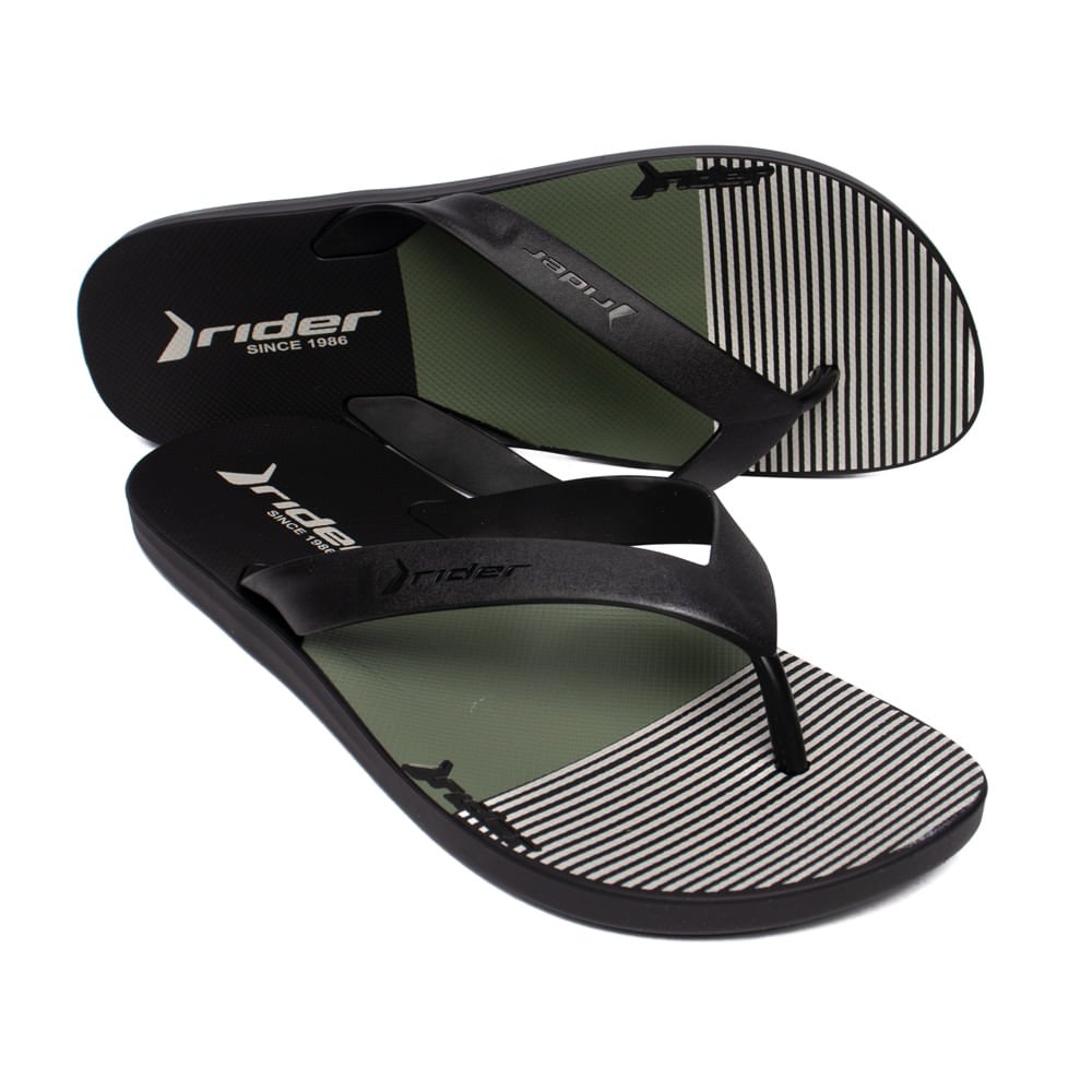 Chinelo Masculino Rider Core Graphics Tiras Preto/Verde Preto 6