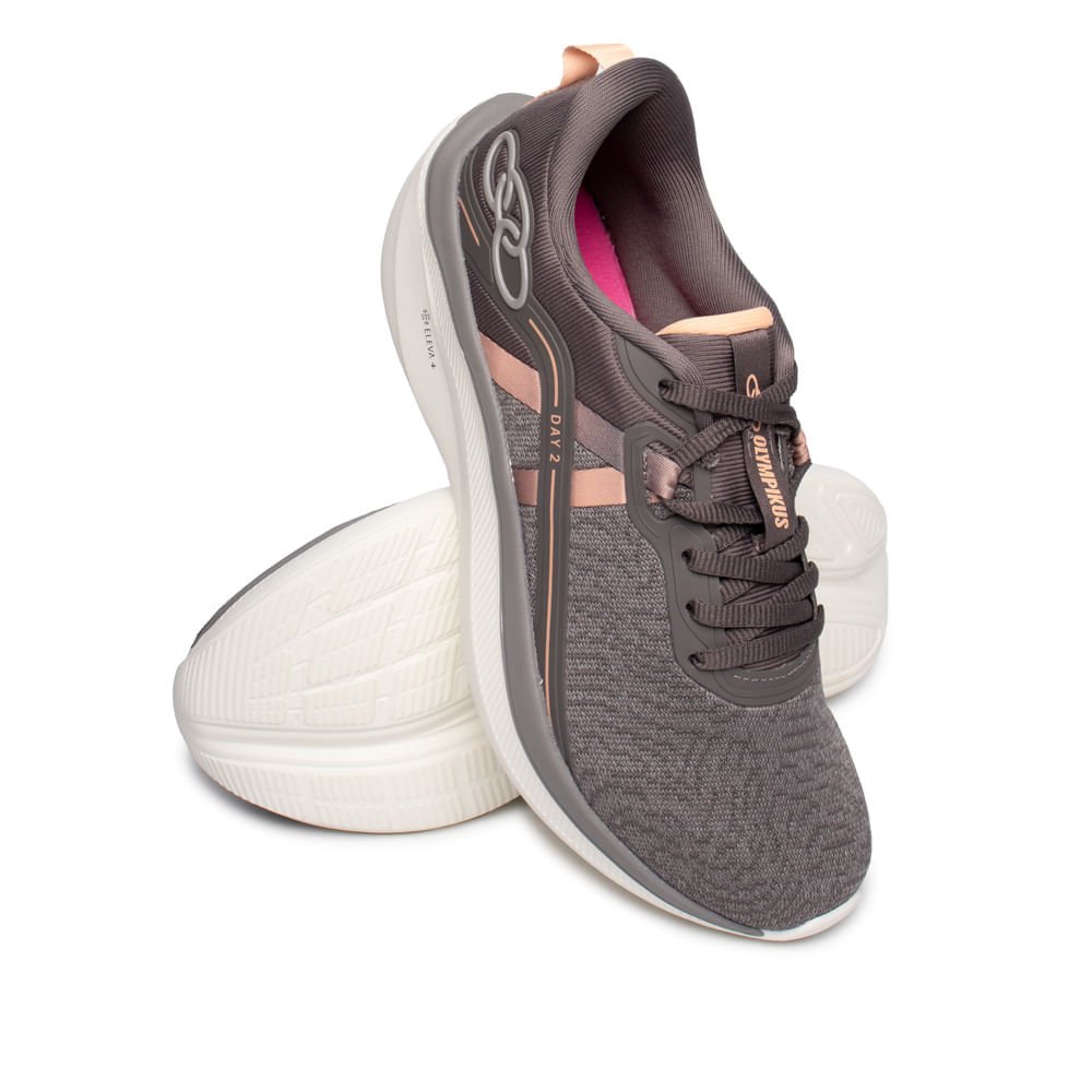 Tênis Feminino Olympikus Day Caminhada Eleva+ Cinza/Rosé Cinza 5