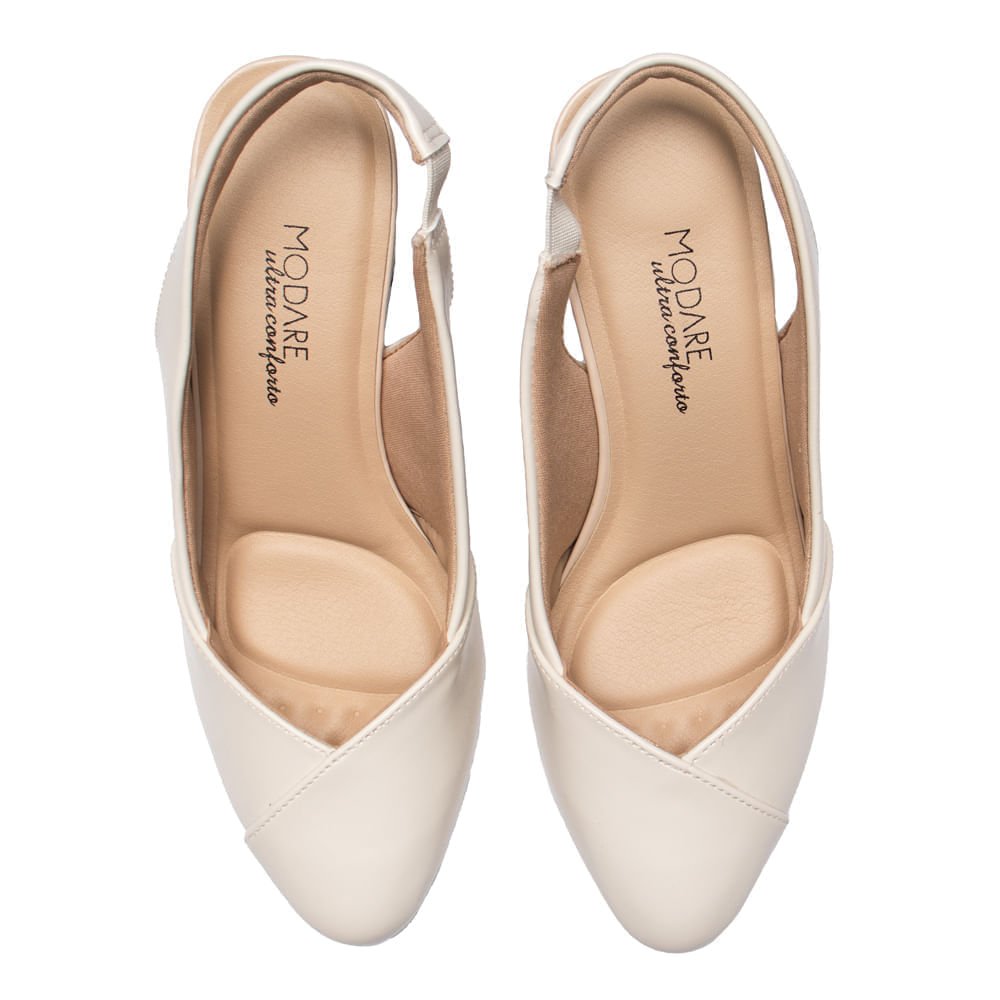 Sapato Feminino Modare Slingback Ultra Conforto Off White Branco 2
