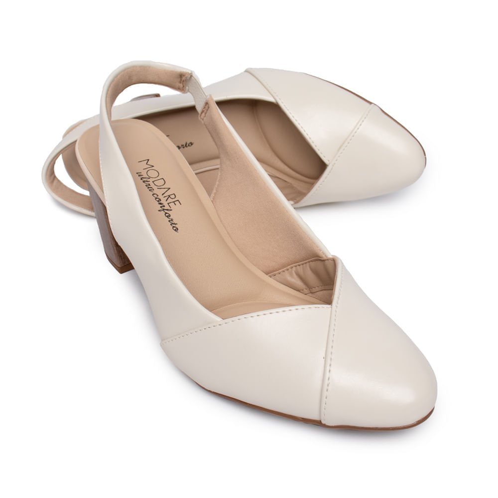 Sapato Feminino Modare Slingback Ultra Conforto Off White Branco 3