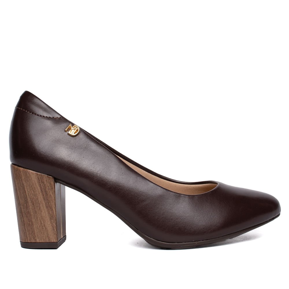 Sapato Feminino Modare Conforto Salto Bloco Marrom Escuro