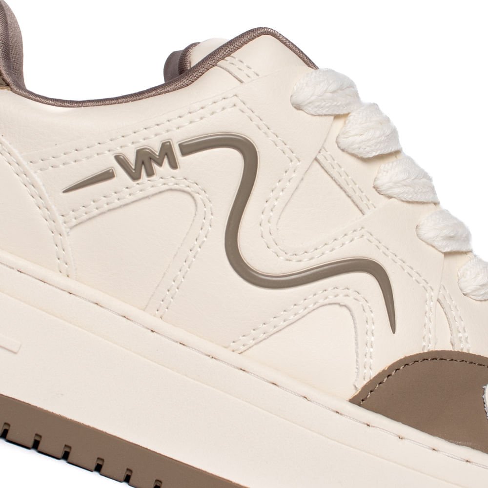 Tênis Feminino Via Marte Flatform Recortes Branco/Cinza Branco 6