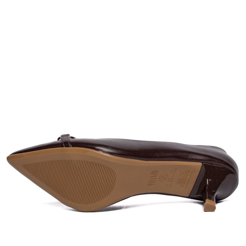 Scarpin Feminino Vizzano Salto Fino Pedraria Marrom Escuro Marrom 2