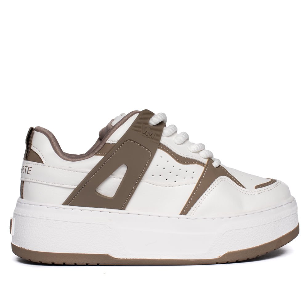 Tênis Feminino Via Marte Napa Bicolor Branco/Marrom