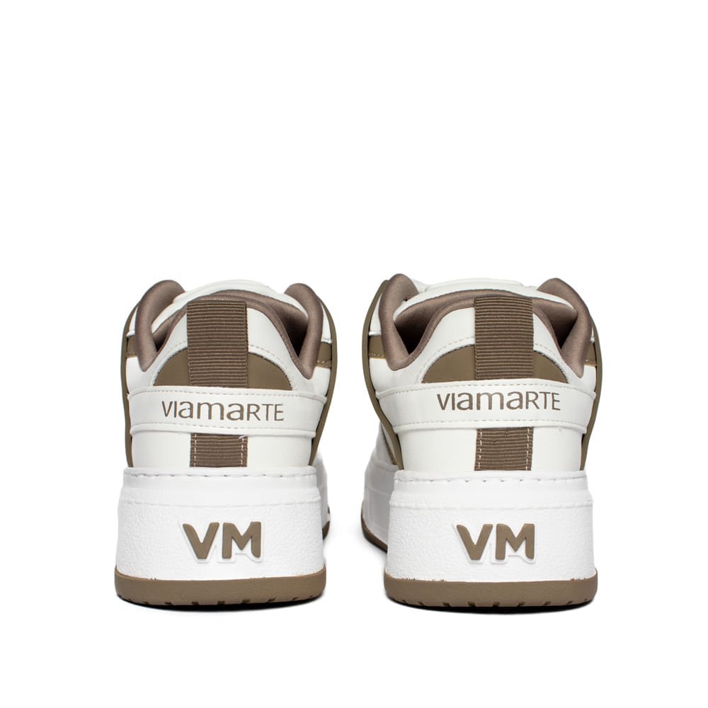 Tênis Feminino Via Marte Napa Bicolor Branco/Marrom Branco 3