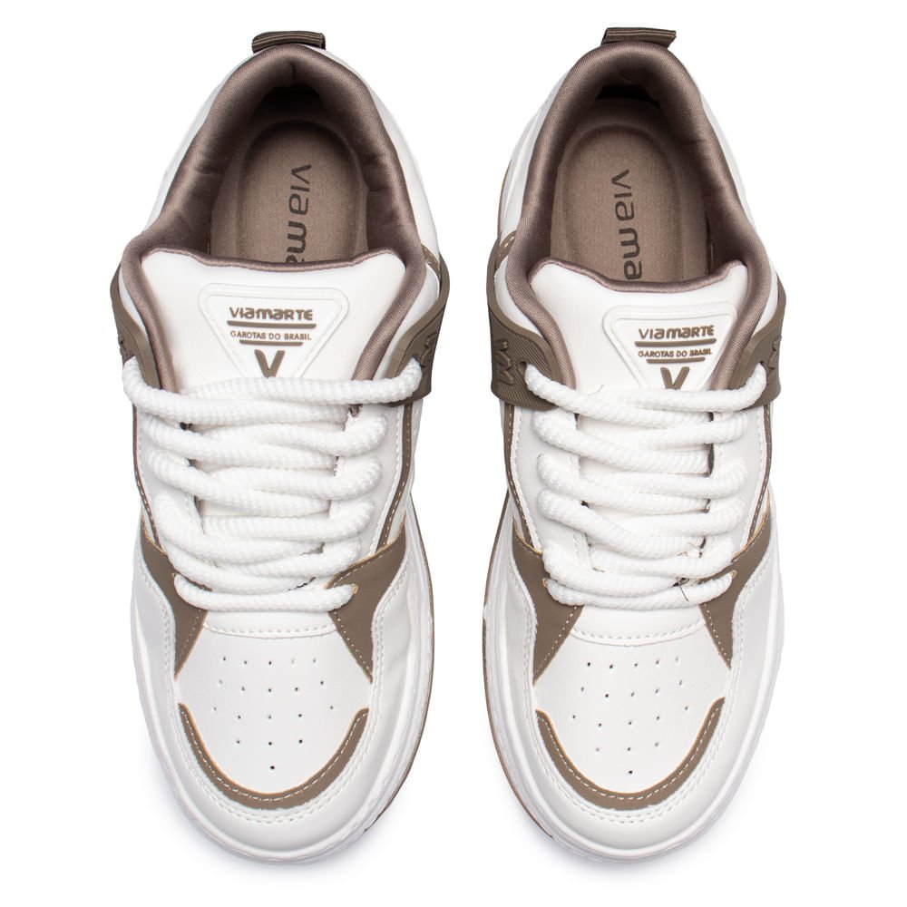 Tênis Feminino Via Marte Napa Bicolor Branco/Marrom Branco 4