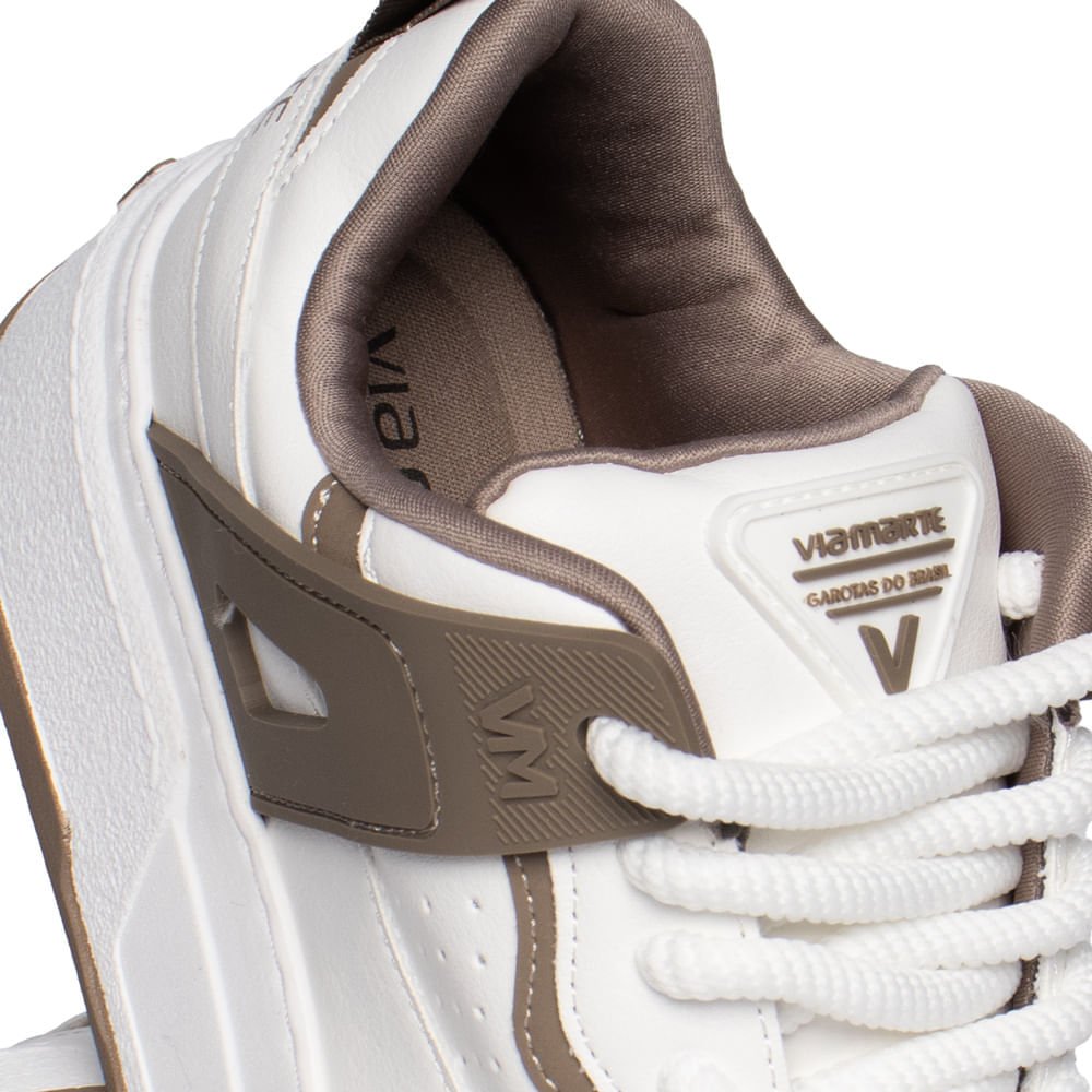 Tênis Feminino Via Marte Napa Bicolor Branco/Marrom Branco 6