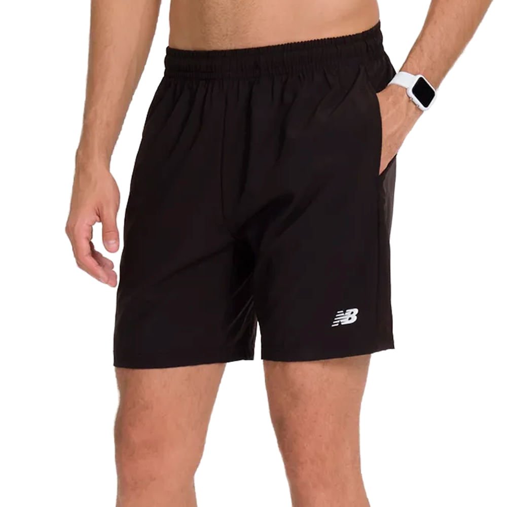 Bermuda Masculina New Balance Essentials 7 Reta Preto