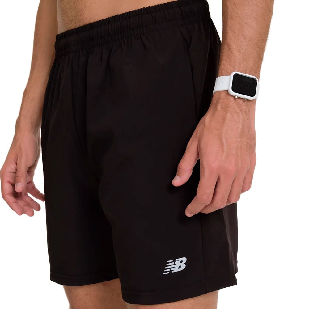 Bermuda Masculina New Balance Essentials 7 Reta Preto Preto 2