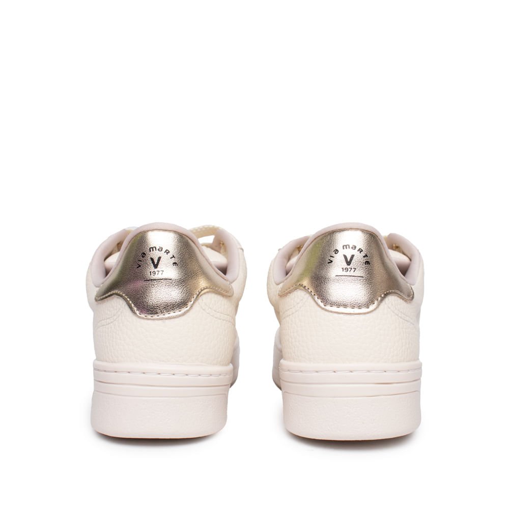 Tênis Feminino Via Marte Casual Napa Strass Branco/Dourado Branco 2