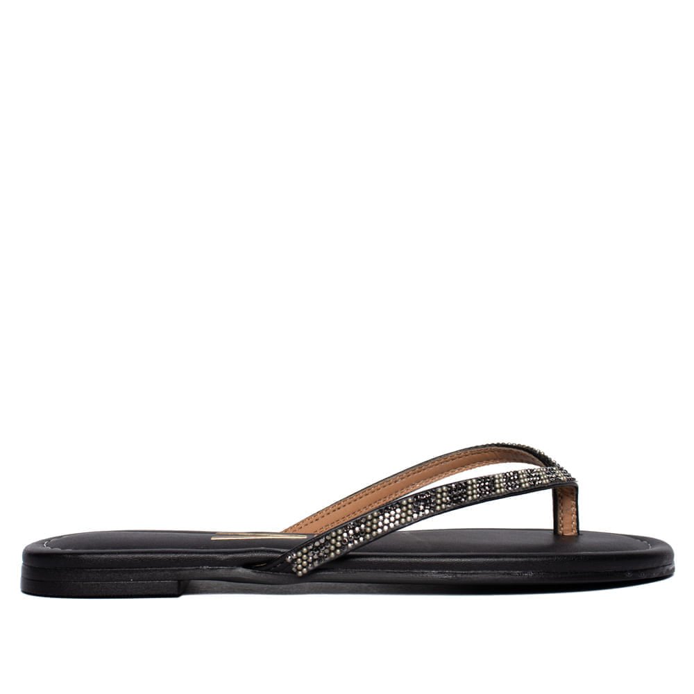 Chinelo Rasteira Feminino Vizzano Pelica Strass Preto Preto 3