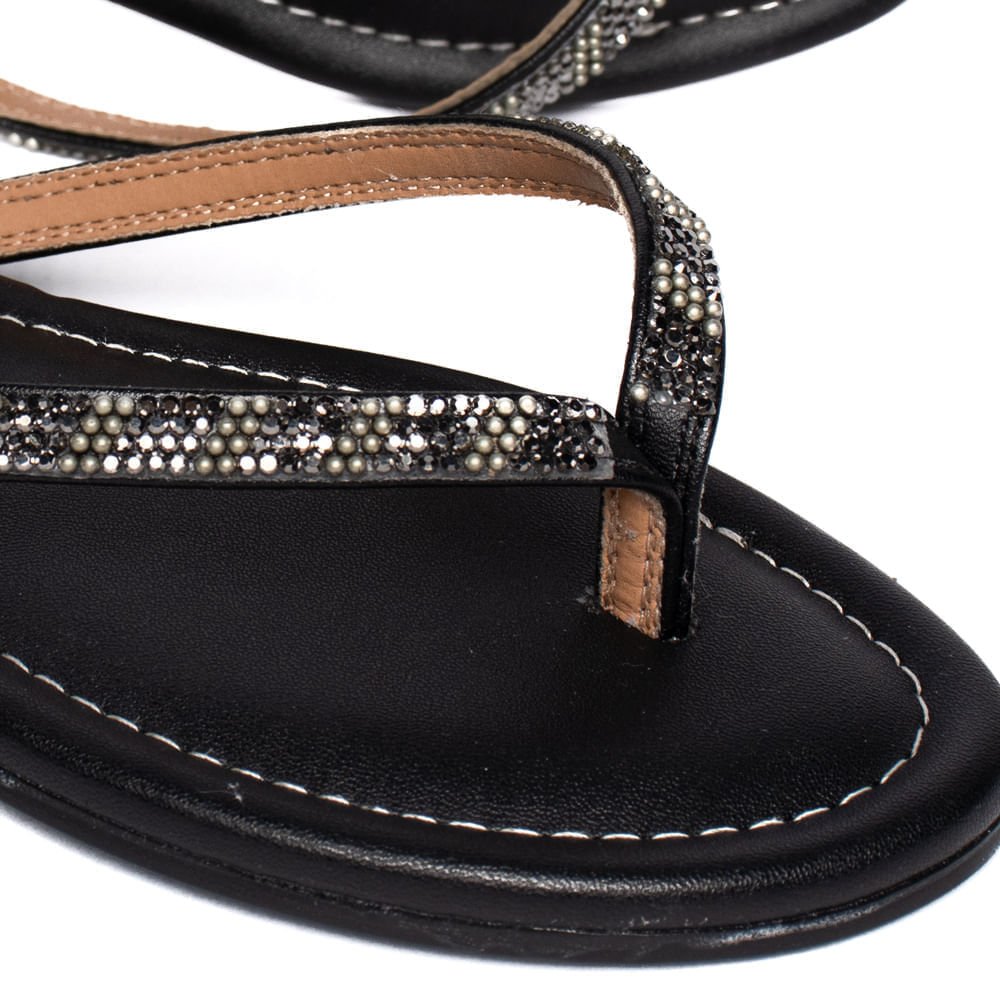 Chinelo Rasteira Feminino Vizzano Pelica Strass Preto Preto 4
