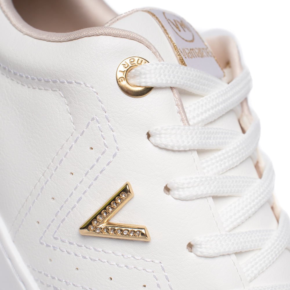 Tênis Feminino Via Marte Casual Napa Brilho Branco/Dourado Branco 5