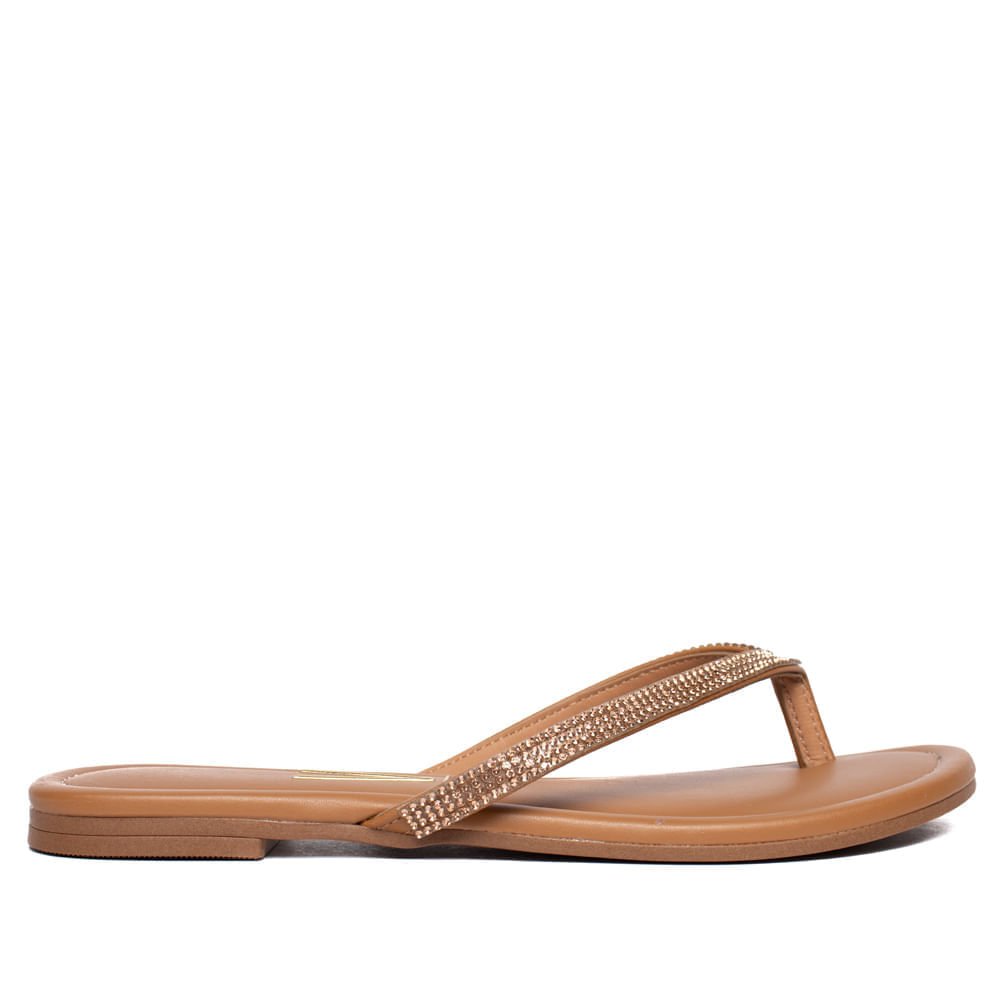 Chinelo Rasteira Feminino Vizzano Pelica Strass Caramelo Marrom 2