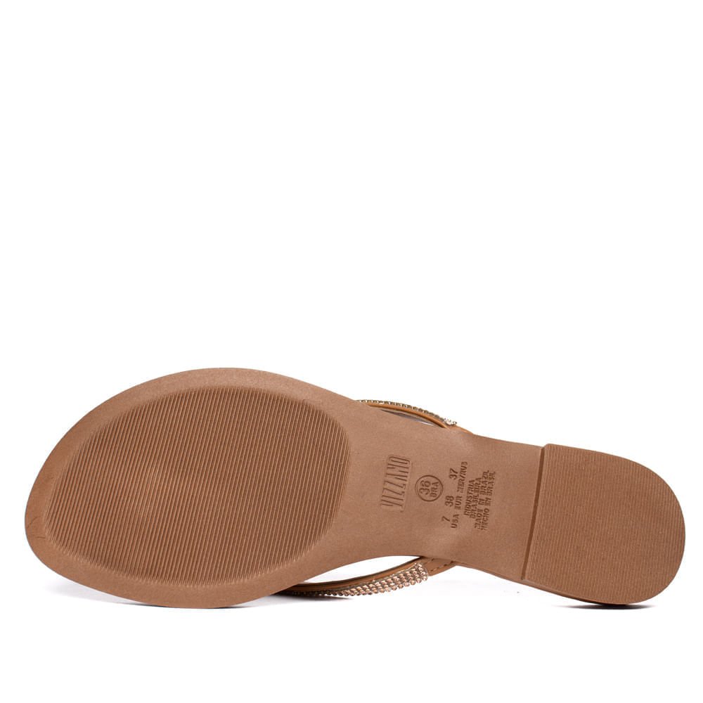 Chinelo Rasteira Feminino Vizzano Pelica Strass Caramelo Marrom 3
