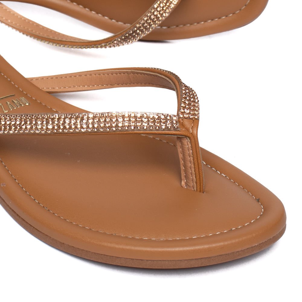 Chinelo Rasteira Feminino Vizzano Pelica Strass Caramelo Marrom 4